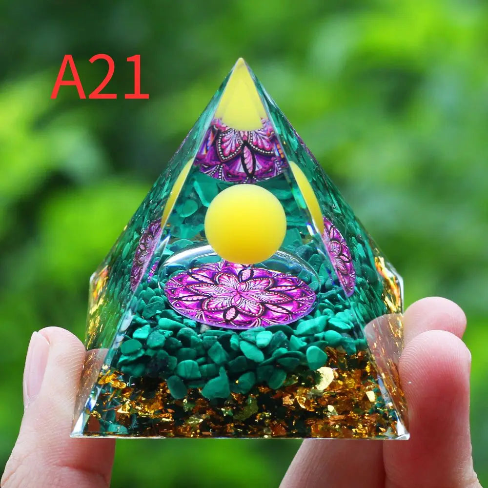 Crystal Stone Orgone Pyramid – Energy Generator for Healing, Protection & Chakra Balancing