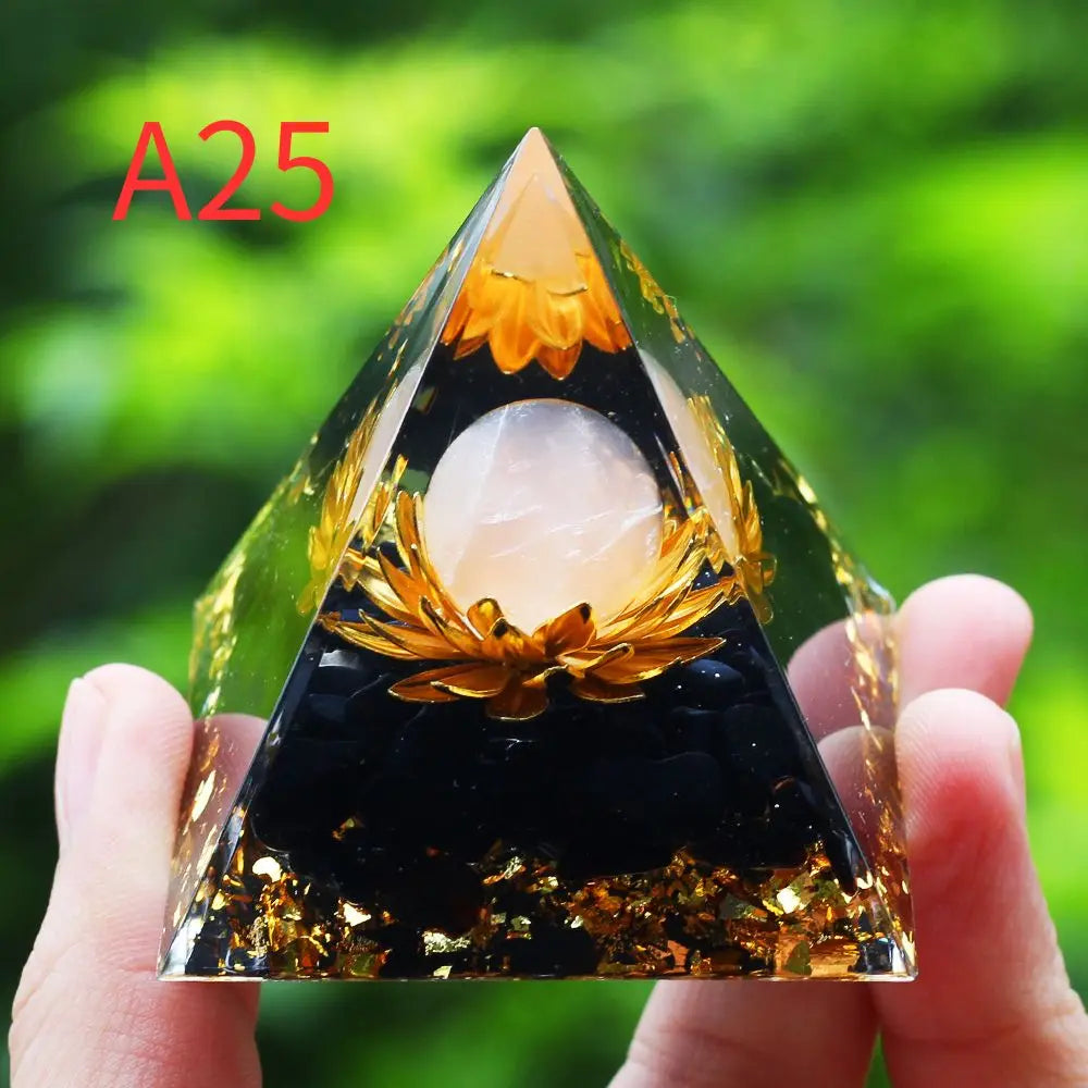 Crystal Stone Orgone Pyramid – Energy Generator for Healing, Protection & Chakra Balancing