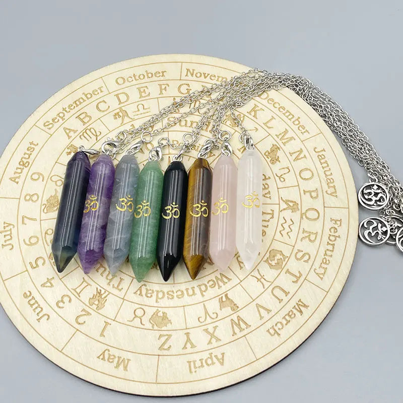 Natural Gemstone Crystal Pendulum Necklace – Spiritual Pendant for Dowsing, Chakra Healing & Energy Work