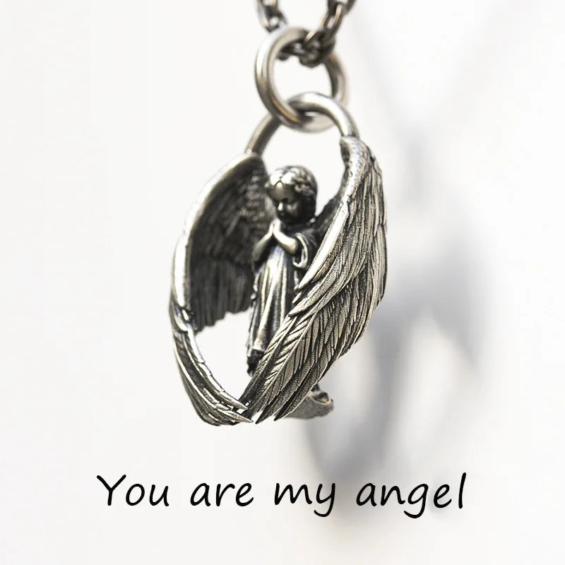 Guardian Angel Pendant Necklace – Spiritual Protection & Comfort in a Timeless Design