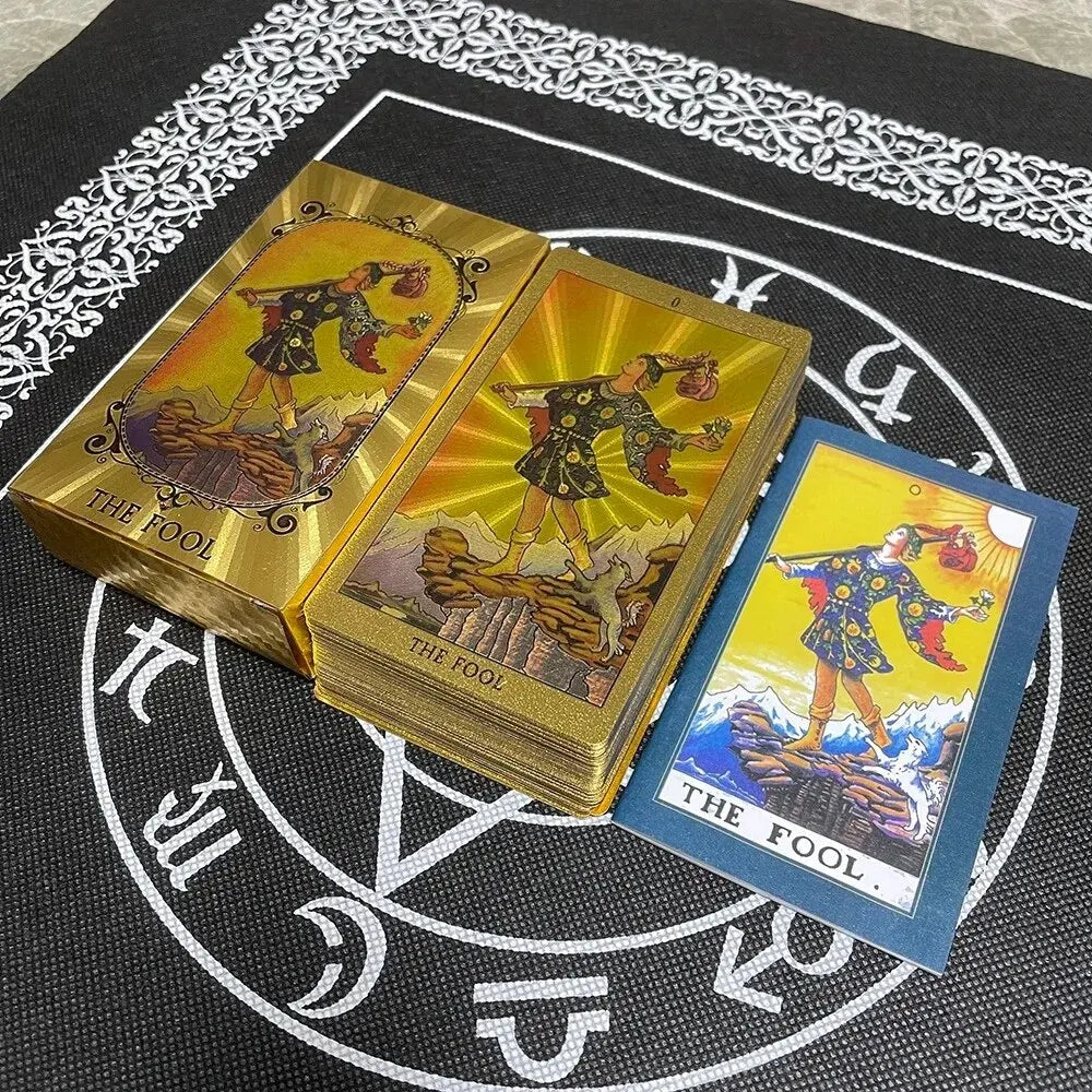 Gold Foil Tarot Cards – Luxurious 78-Card Deck with Holographic Shine