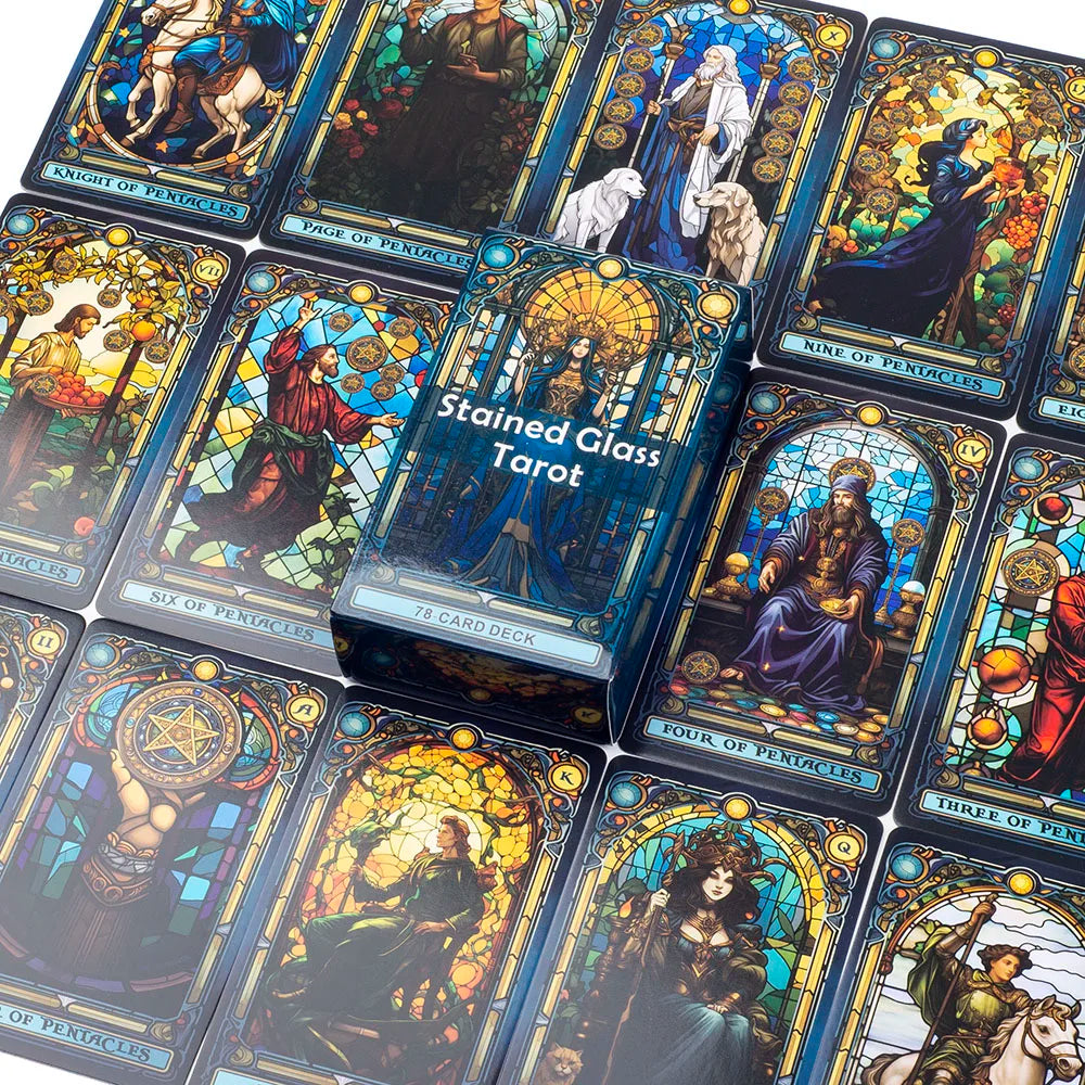 Stained Glass Tarot – 78-Card Deck of Illuminated Wisdom & Spiritual Beauty