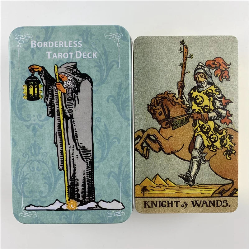 Metal Box Gilded Borderless Edition Rider Tarot Cards With Paper Guidebook