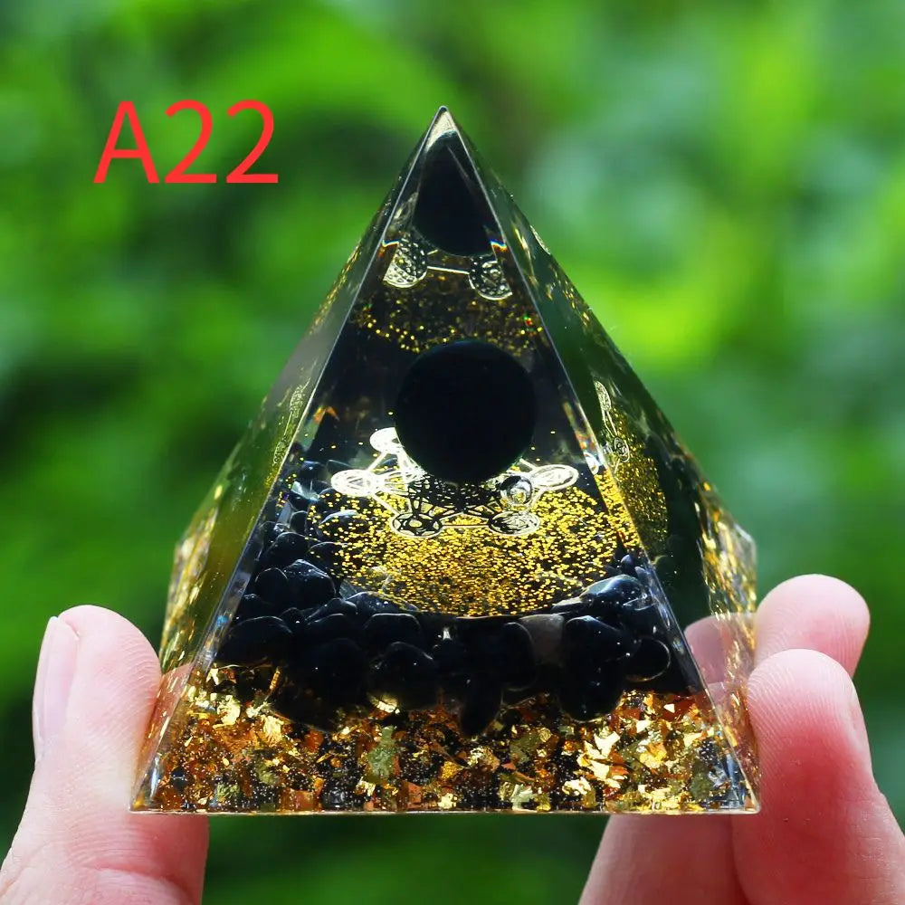 Crystal Stone Orgone Pyramid – Energy Generator for Healing, Protection & Chakra Balancing