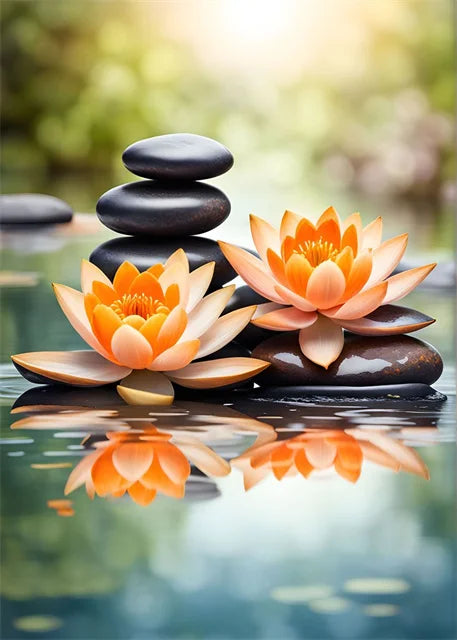 Spa Zen Canvas Wall Art – Cherry Blossom, Pink Lotus & Lily Floral Prints for Relaxation, Meditation & Home Decor