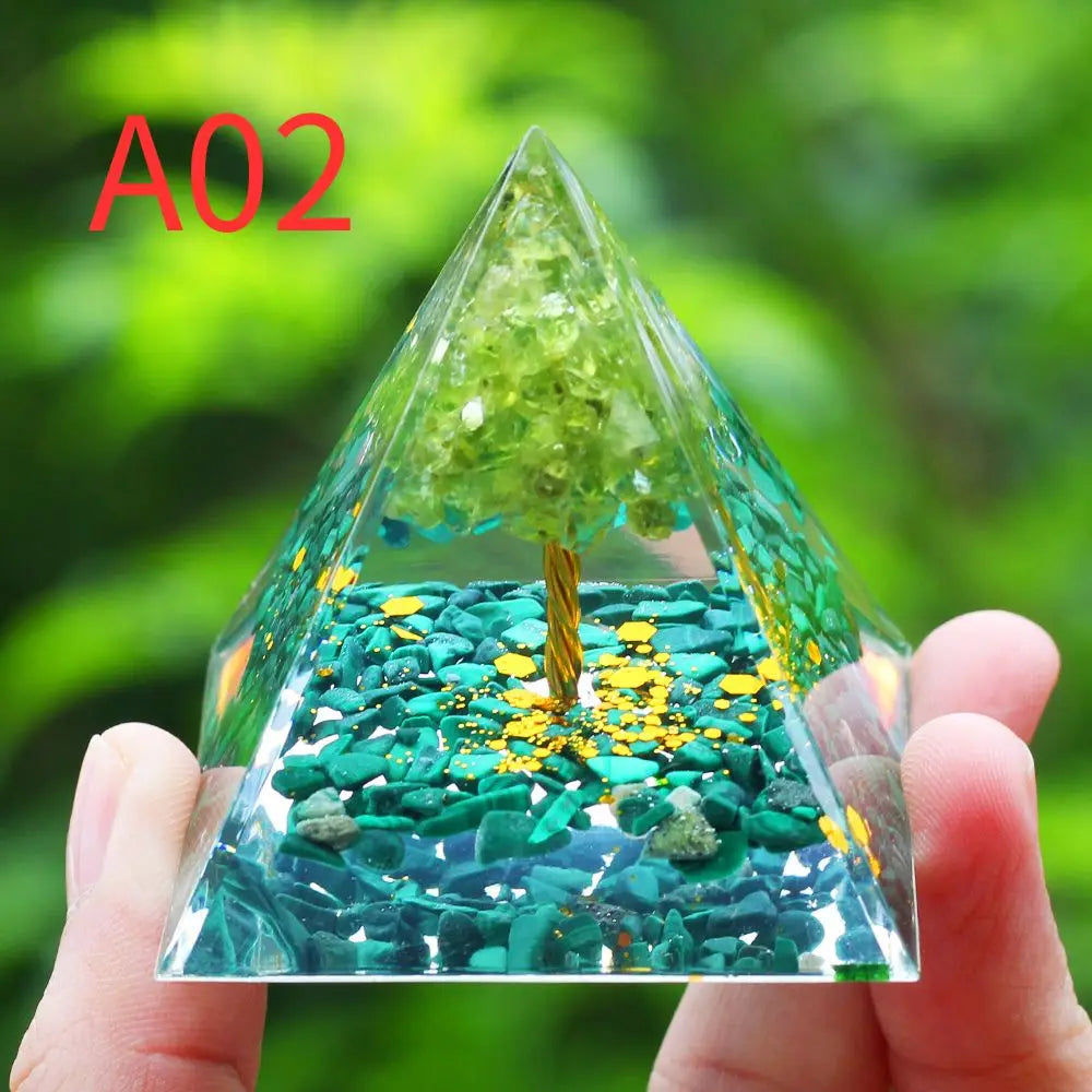 Crystal Stone Orgone Pyramid – Energy Generator for Healing, Protection & Chakra Balancing