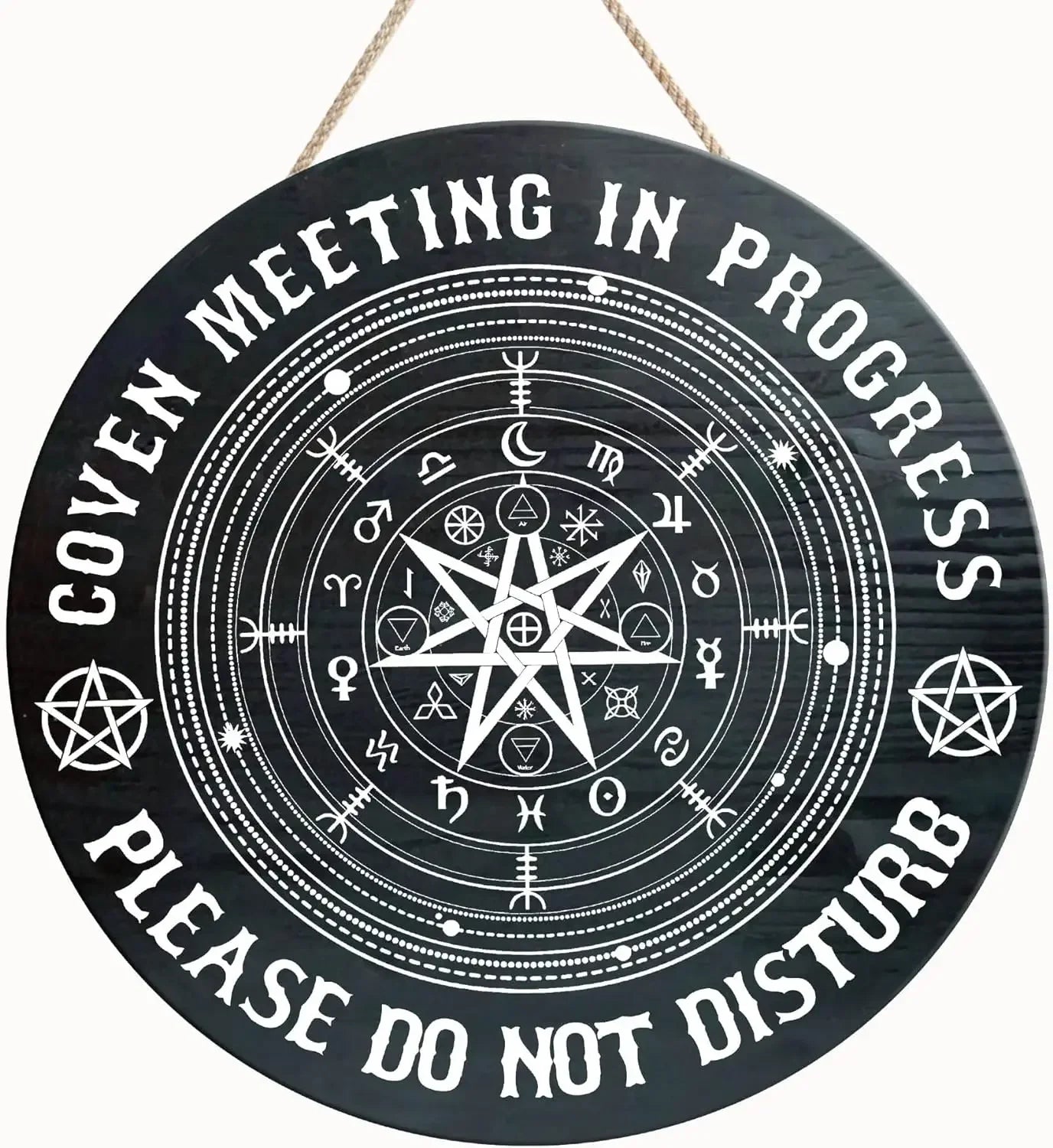 Round Wheel of the Year Wooden Wall Plaque – Pagan Sabbat Calendar for Ritual & Seasonal Decor