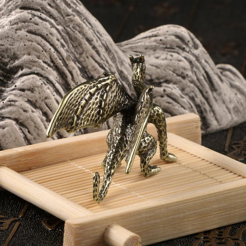 Solid Brass Pterosaur Dragon Statue – Mythical Creature Decor for Power & Fantasy Vibes