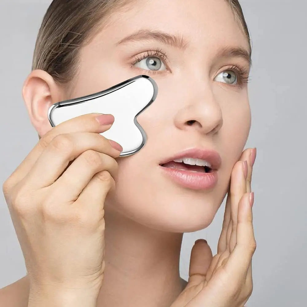 1Pcs Stainless Steel Gua Sha Scraper Massager For Face, Neck, Body