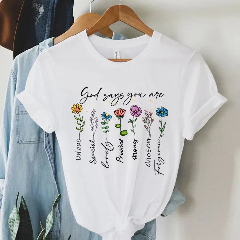 "God Says You Are Unique" Print T-Shirt – Faith-Inspired Message of Worth & Identity
