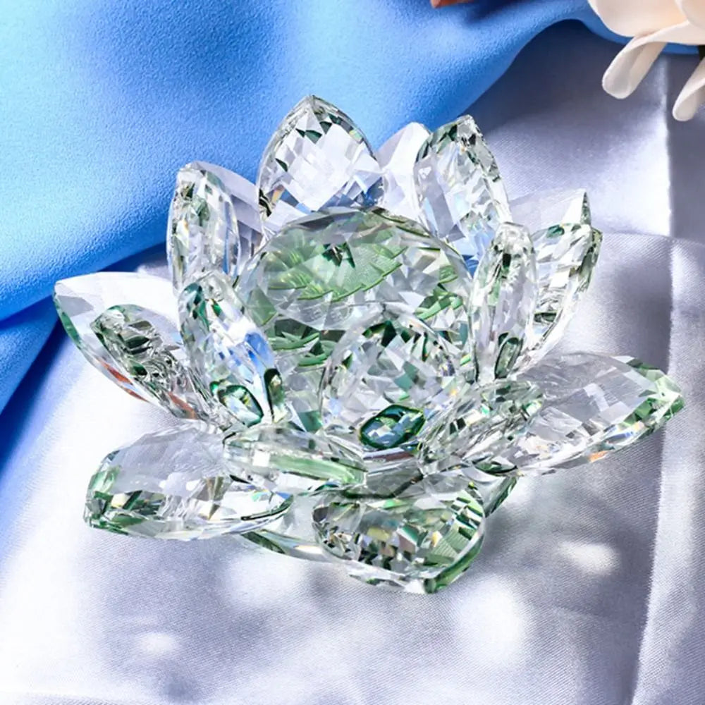 Multi-Color Crystal Lotus Flower Figurine – Feng Shui Decor for Spiritual Energy, Healing & Home Harmony
