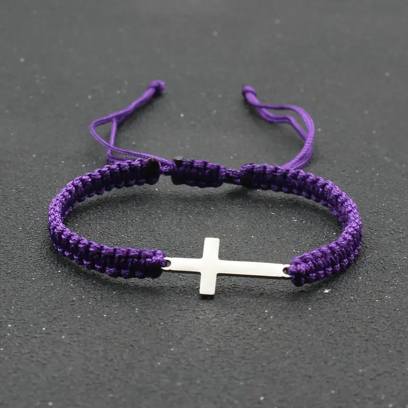 Simple Braided Rope Bracelet with Cross – Minimalist Faith-Inspired Accessory