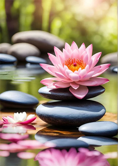 Spa Zen Canvas Wall Art – Cherry Blossom, Pink Lotus & Lily Floral Prints for Relaxation, Meditation & Home Decor