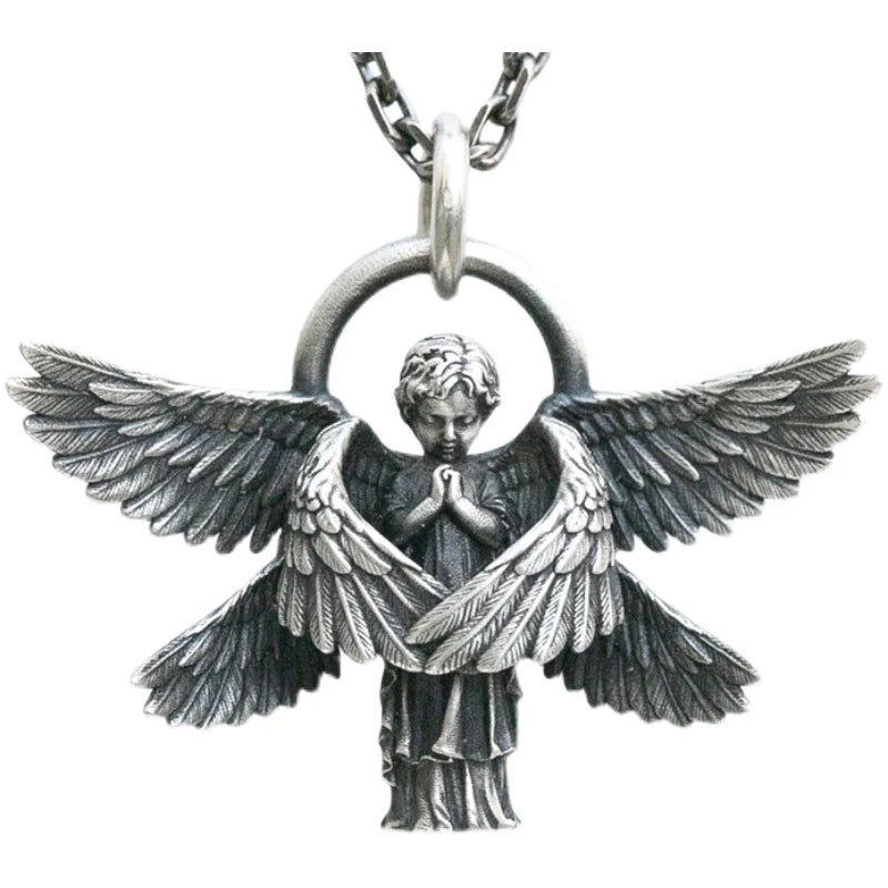 Guardian Angel Pendant Necklace – Spiritual Protection & Comfort in a Timeless Design