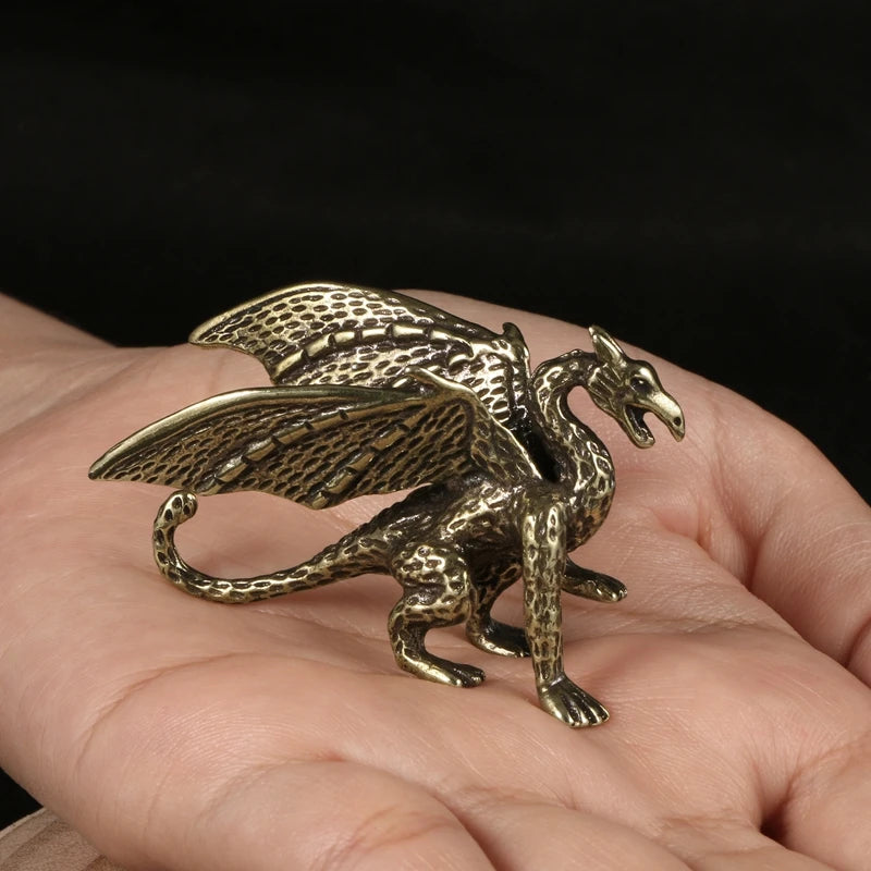 Solid Brass Pterosaur Dragon Statue – Mythical Creature Decor for Power & Fantasy Vibes