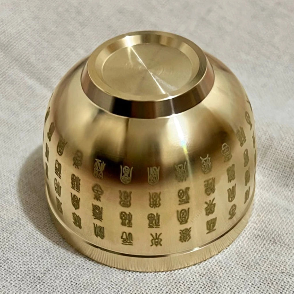Gold Feng Shui Hundred Blessings Bowl – Chinese Wealth & Prosperity Symbol for Home or Office Decor