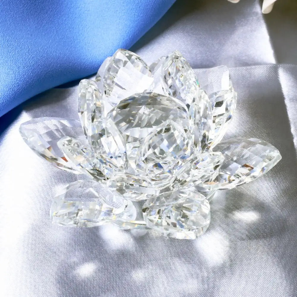 Multi-Color Crystal Lotus Flower Figurine – Feng Shui Decor for Spiritual Energy, Healing & Home Harmony