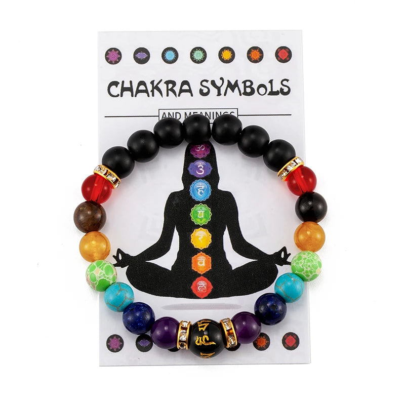 7 Chakra Healing Bracelet with Meaning Card – Natural Crystal Jewelry for Men & Women