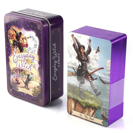 Everyday Witch Tarot Cards – 78-Card Deck in a Collectible Tin Metal Box