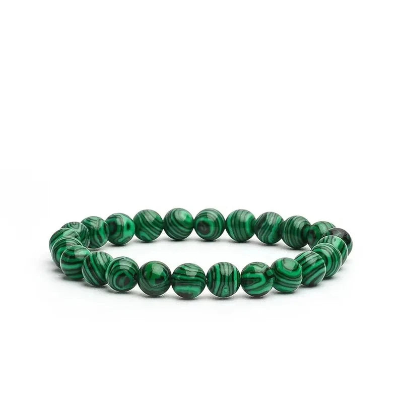 6/8/10mm Green Malachite Yoga Beaded Bracelet