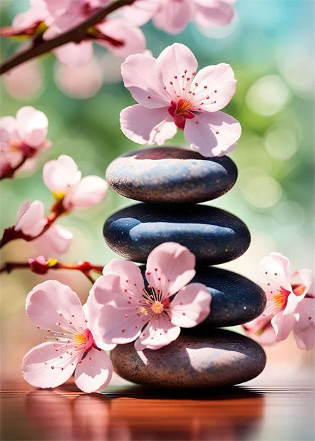 Spa Zen Canvas Wall Art – Cherry Blossom, Pink Lotus & Lily Floral Prints for Relaxation, Meditation & Home Decor