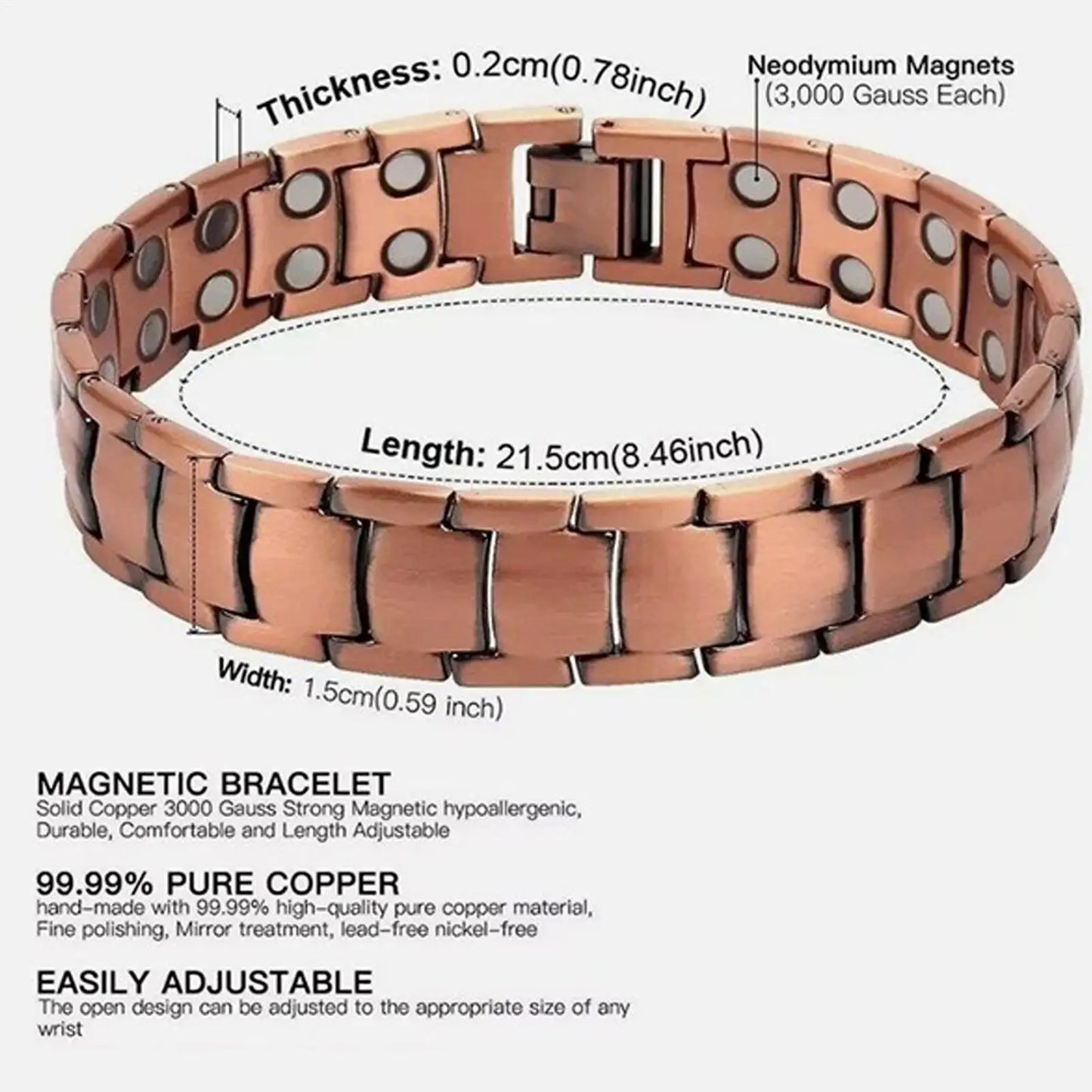 Pure Copper Magnetic Bracelets for Men