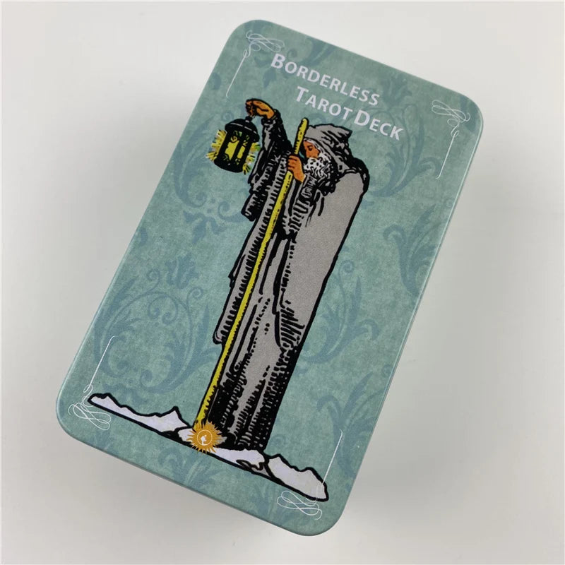 Metal Box Gilded Borderless Edition Rider Tarot Cards With Paper Guidebook