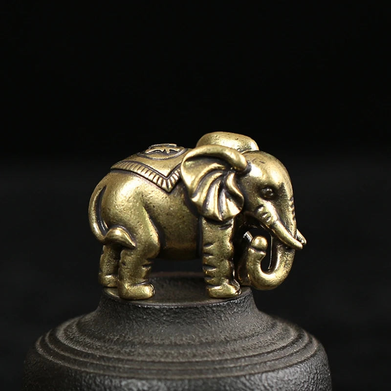 Cute Antique Bronze Elephant Miniature Figurines – Symbol of Luck, Wisdom & Strength