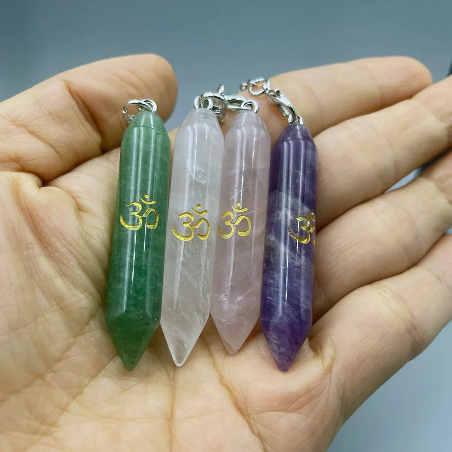 Natural Gemstone Crystal Pendulum Necklace – Spiritual Pendant for Dowsing, Chakra Healing & Energy Work