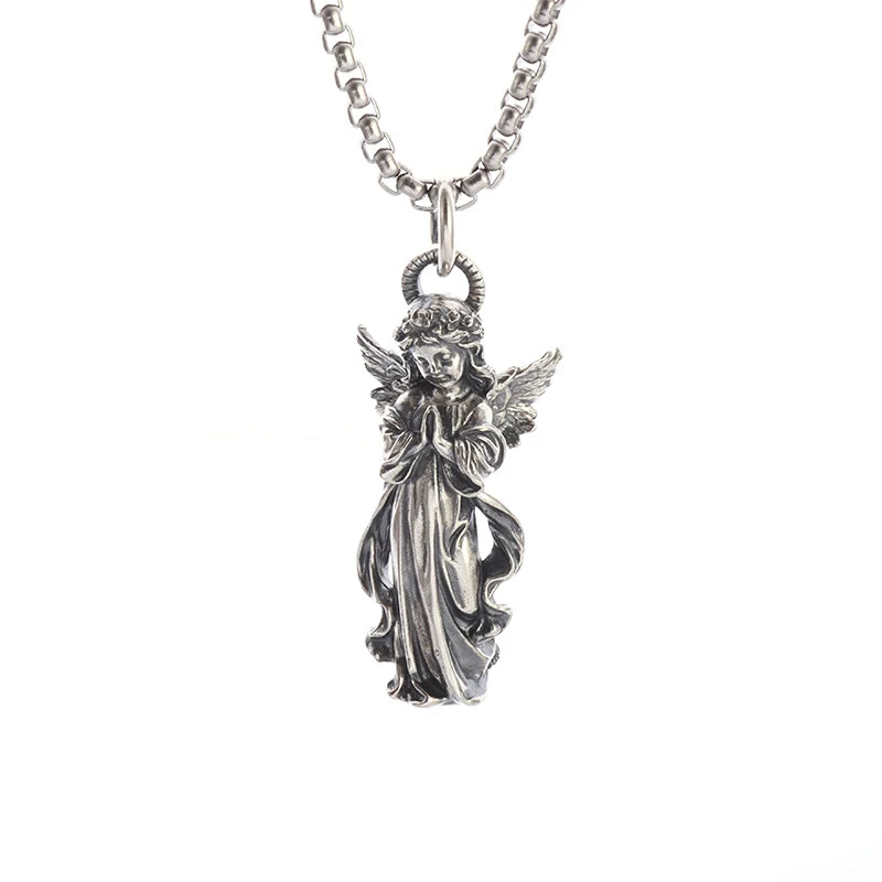 Guardian Angel Pendant Necklace – Spiritual Protection & Comfort in a Timeless Design
