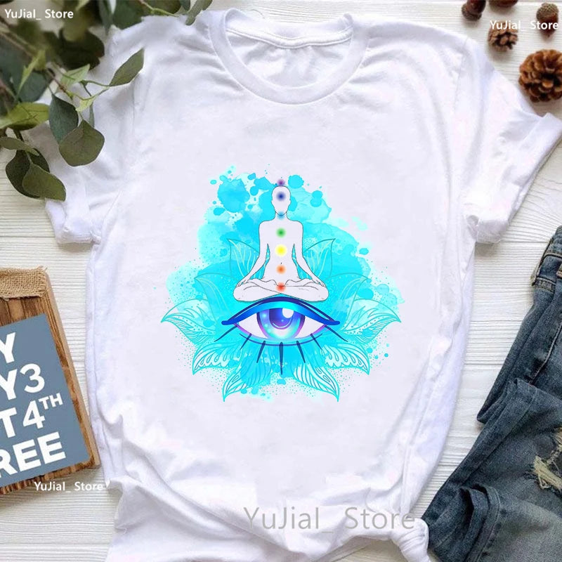 Chakra Lotus Eye Yoga T-Shirt – Spiritual Energy Center Design Tee for Meditation, Healing & Conscious Living