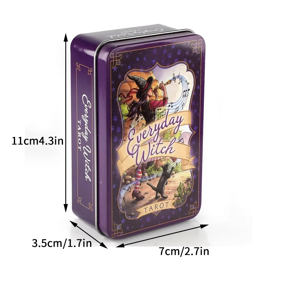 Everyday Witch Tarot Cards – 78-Card Deck in a Collectible Tin Metal Box