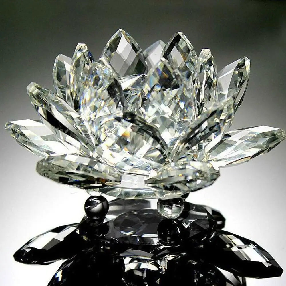 Multi-Color Crystal Lotus Flower Figurine – Feng Shui Decor for Spiritual Energy, Healing & Home Harmony