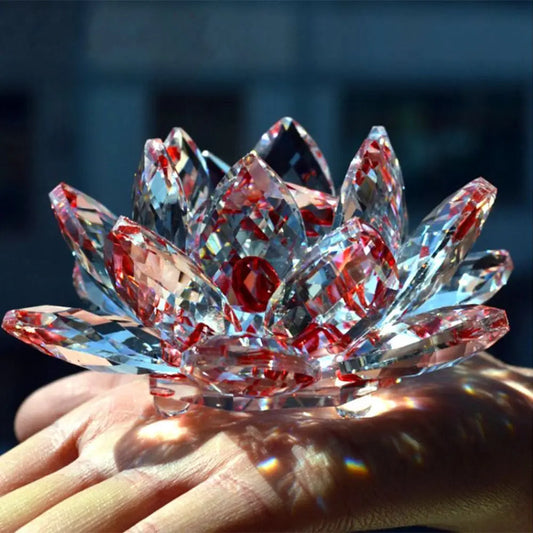 Multi-Color Crystal Lotus Flower Figurine – Feng Shui Decor for Spiritual Energy, Healing & Home Harmony