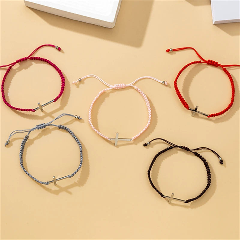 Simple Braided Rope Bracelet with Cross – Minimalist Faith-Inspired Accessory