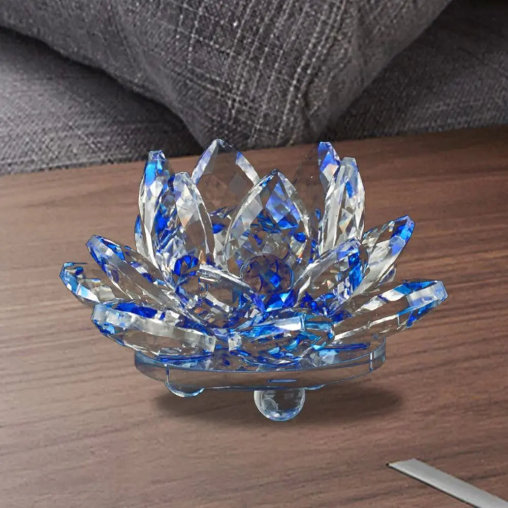 Multi-Color Crystal Lotus Flower Figurine – Feng Shui Decor for Spiritual Energy, Healing & Home Harmony
