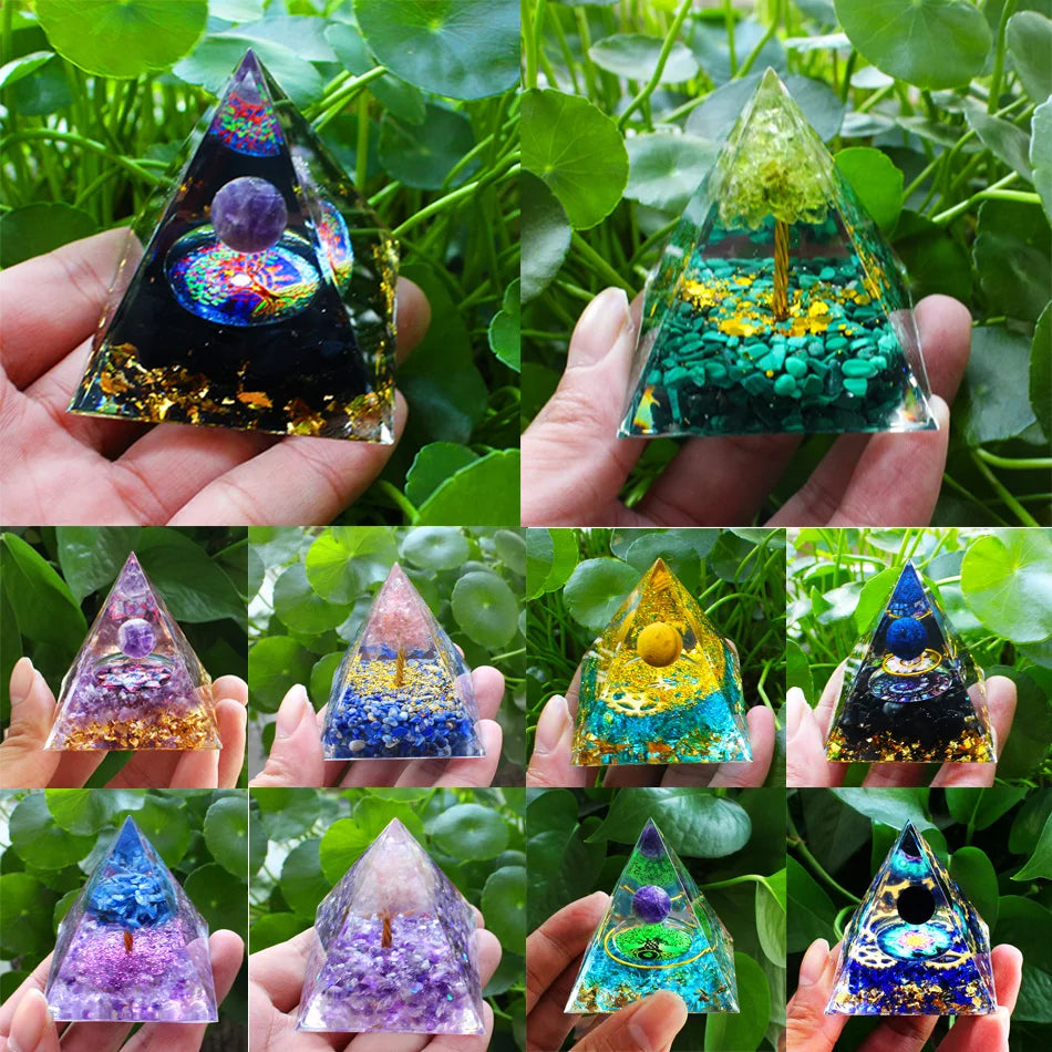 Crystal Stone Orgone Pyramid – Energy Generator for Healing, Protection & Chakra Balancing