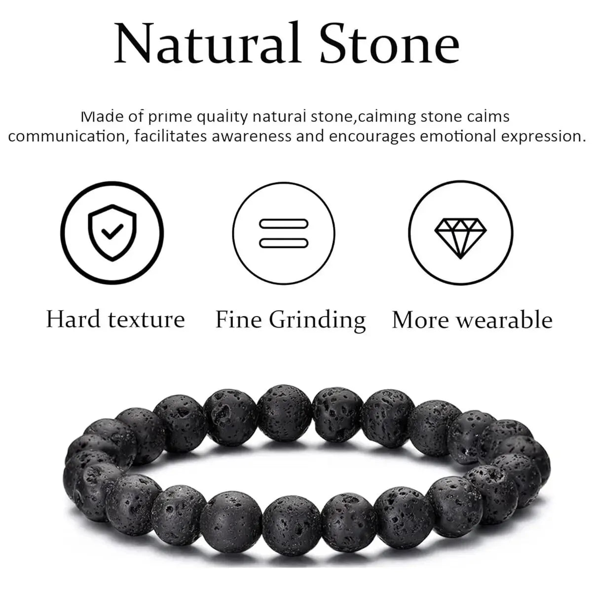 4PCs - 8mm Men's Natural Stone Beads Bracelet Set