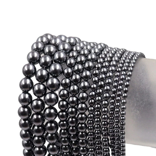 Natural Stone Black Hematite Round Beads – Grounding & Protective for Jewelry Making