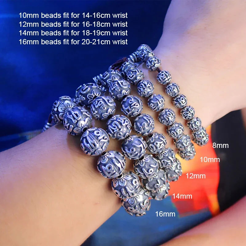 Sanskrit Six-Word Mantra Buddha Bracelet – OM Mala Prayer Beads for Men & Women | Buddhist Jewelry