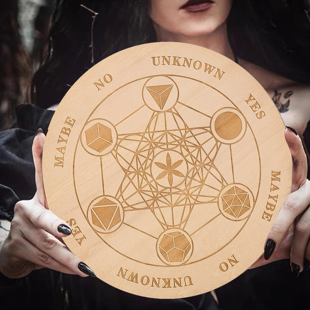 Metatron’s Cube Crystal Grid Board – 20cm Sacred Geometry Plate for Chakra Healing, Meditation, Tarot, & Altar Decor