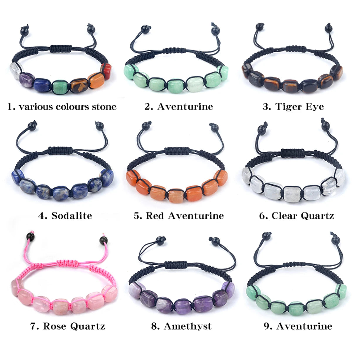 7 Chakra Healing Crystal Bracelet – Square Beads Yoga Stone Bracelet for Meditation, Anxiety Relief & Relaxation | Adjustable for Women