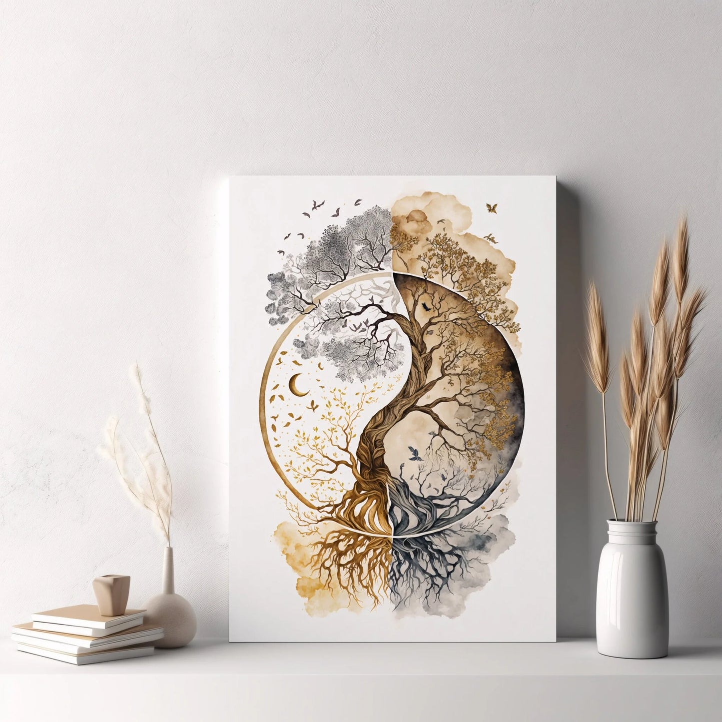 Tree of Life & Buddha Canvas Wall Art – Nordic-Inspired Spiritual Decor for Home & Meditation Spaces