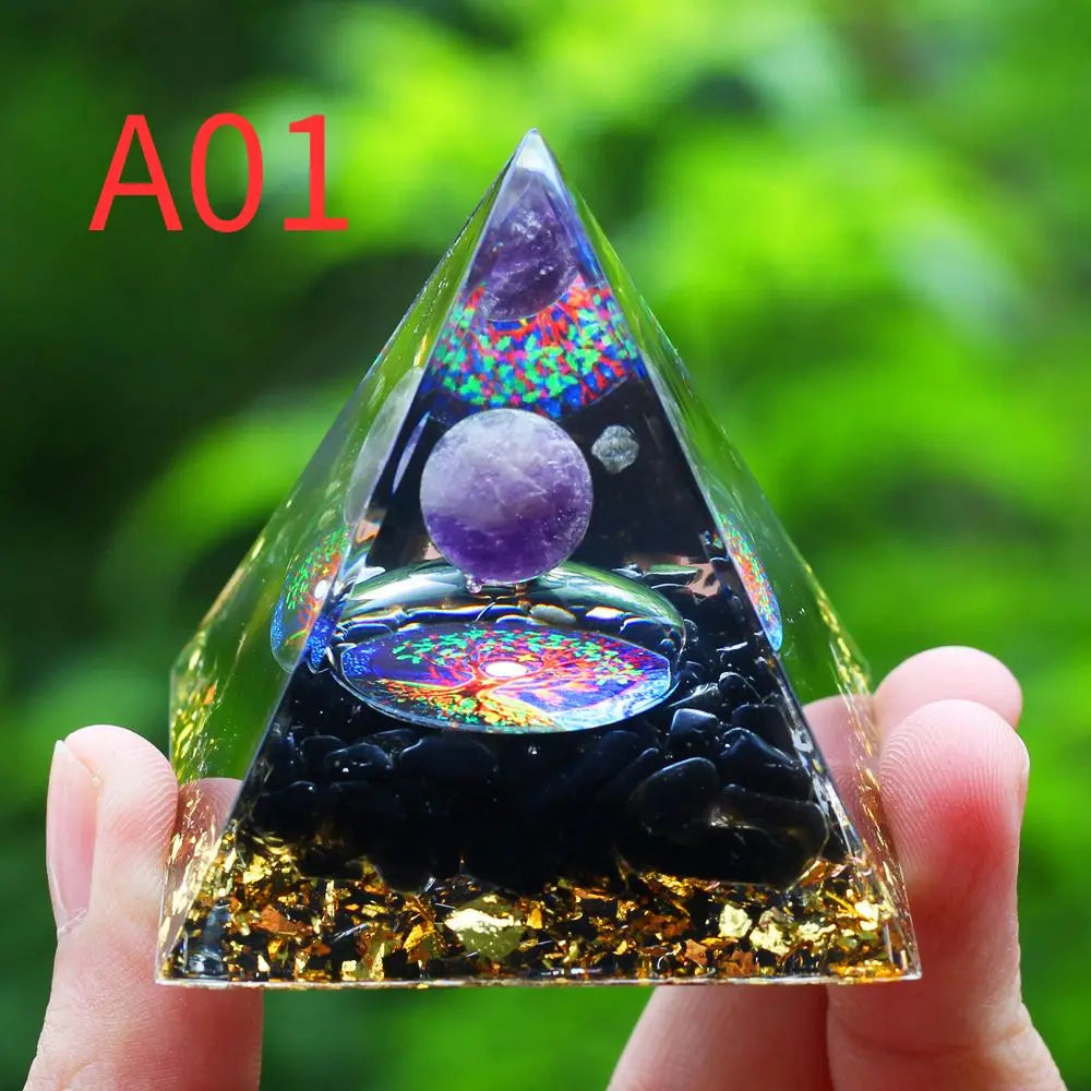 Crystal Stone Orgone Pyramid – Energy Generator for Healing, Protection & Chakra Balancing