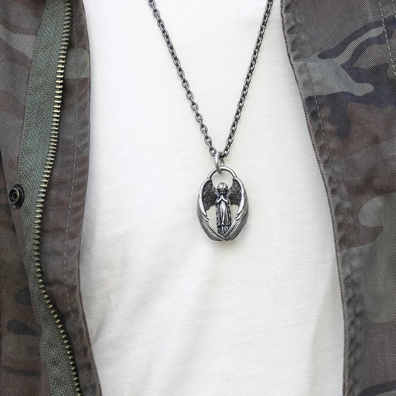 Guardian Angel Pendant Necklace – Spiritual Protection & Comfort in a Timeless Design
