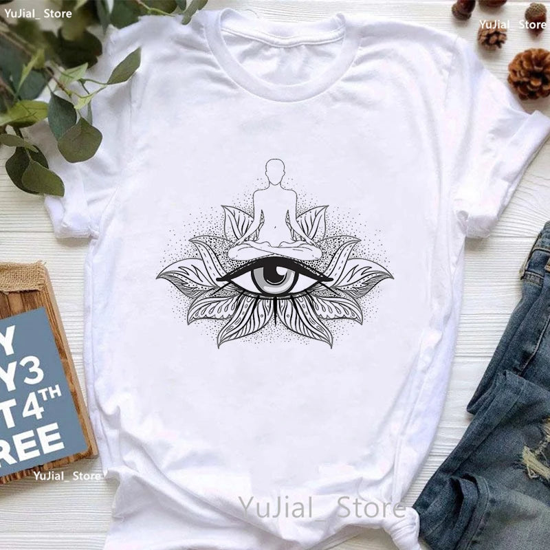 Chakra Lotus Eye Yoga T-Shirt – Spiritual Energy Center Design Tee for Meditation, Healing & Conscious Living