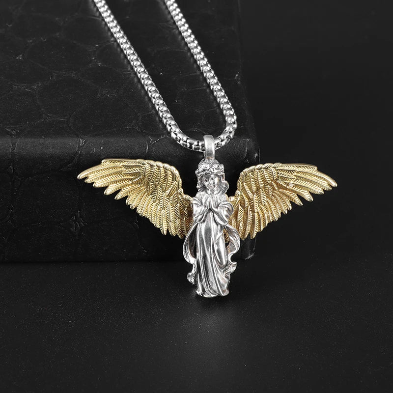Guardian Angel Pendant Necklace – Spiritual Protection & Comfort in a Timeless Design