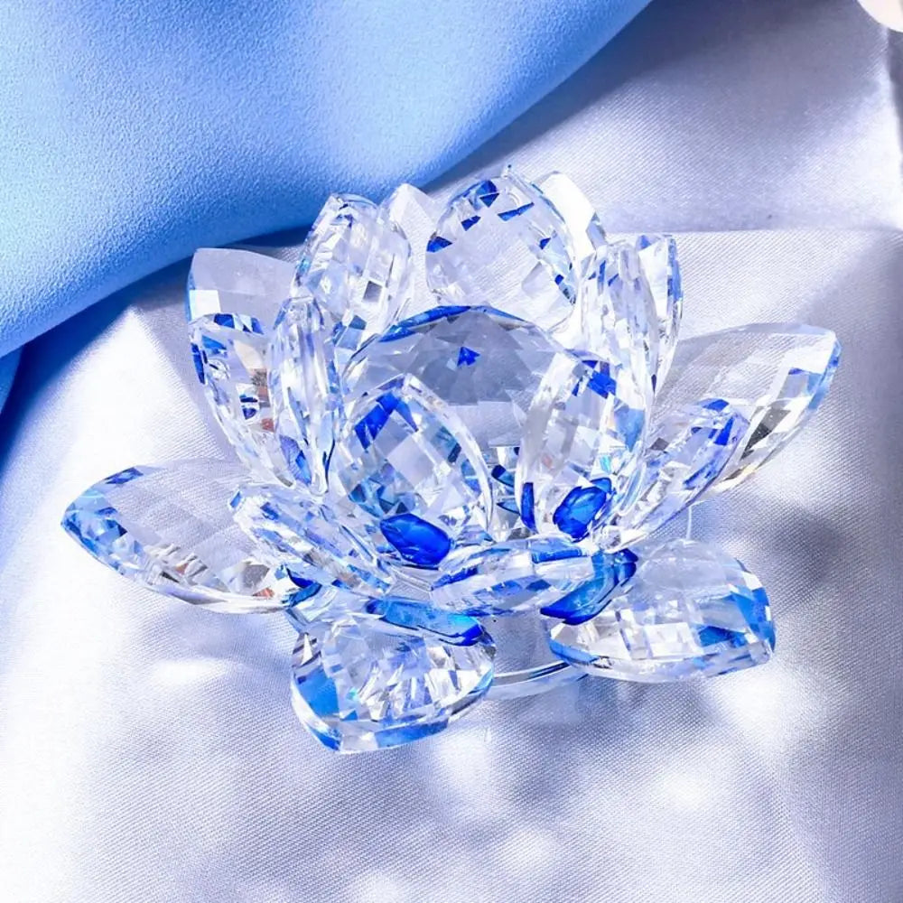 Multi-Color Crystal Lotus Flower Figurine – Feng Shui Decor for Spiritual Energy, Healing & Home Harmony