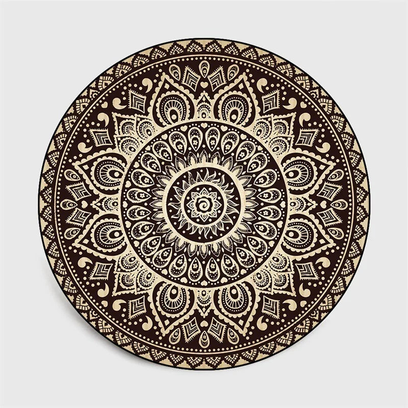 Bohemia Mandala Round Carpet Floor Mat – Vibrant Boho Style for Yoga, Meditation & Home Décor