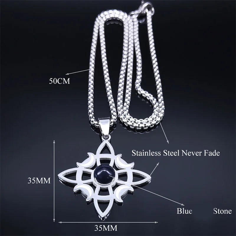 Wicca Celtic Knot Triple Moon Goddess Necklace – Symbol of Divine Feminine & Lunar Power
